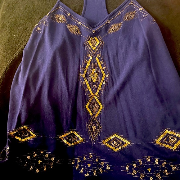 Express Blue and Gold tank top. Razor back. Med - Picture 1 of 3